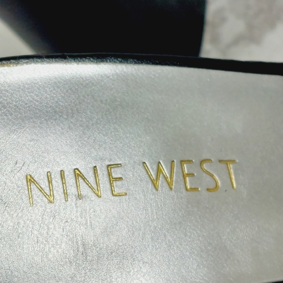 New Nine West Unah 3 Black Faux Leather Slide In Heels V245 - Picture 9 of 12